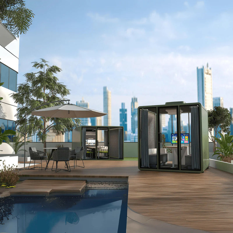 Soundbox Outdoor-L 防風雨辦公室靜音電話亭，可容納 4 人