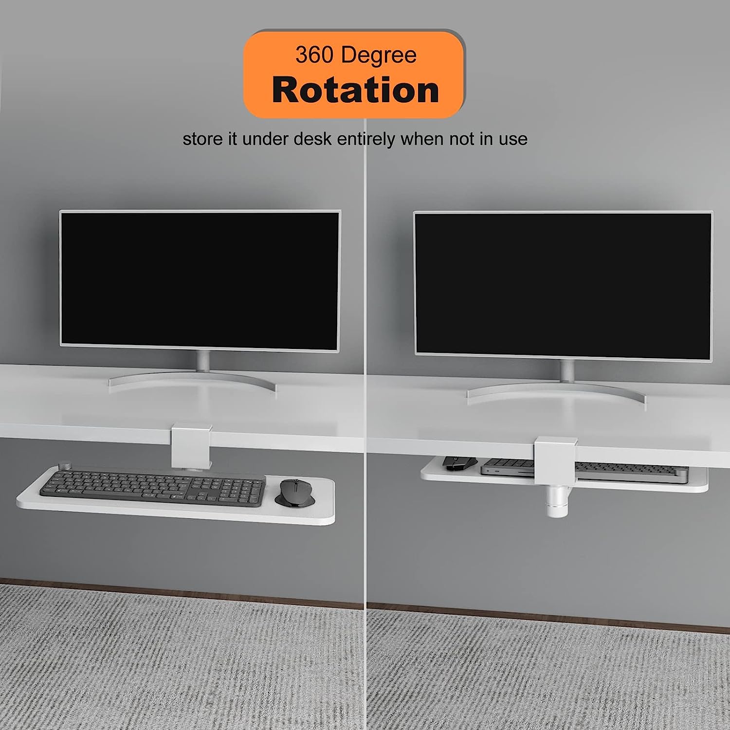 Key Rotating Interior Klearlook KT-03 Rotating Keyboard Tray (Black/White) – KZCHAIR