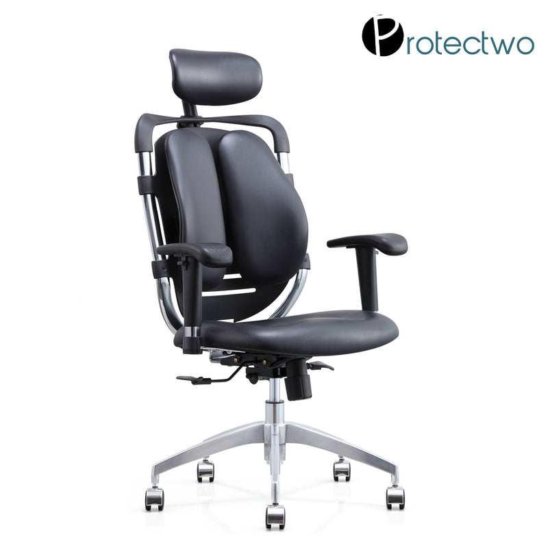 Protectwo Double Back Ergonomic Leather Office Chair -PT01L